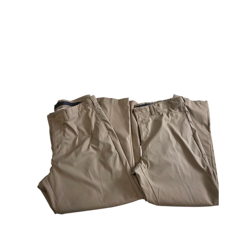 Land's End Set of 2 No Iron Comfort Waist Traditional Fit Chino Pant Khaki 40
